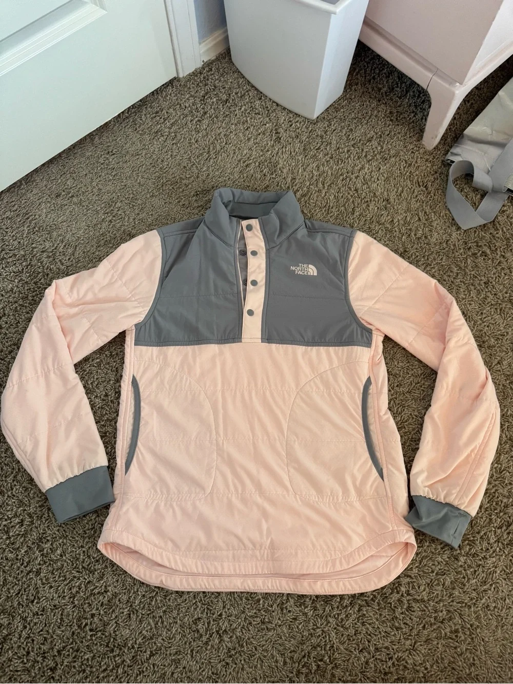 The North Face Light Pink Pullover with Gray Trim